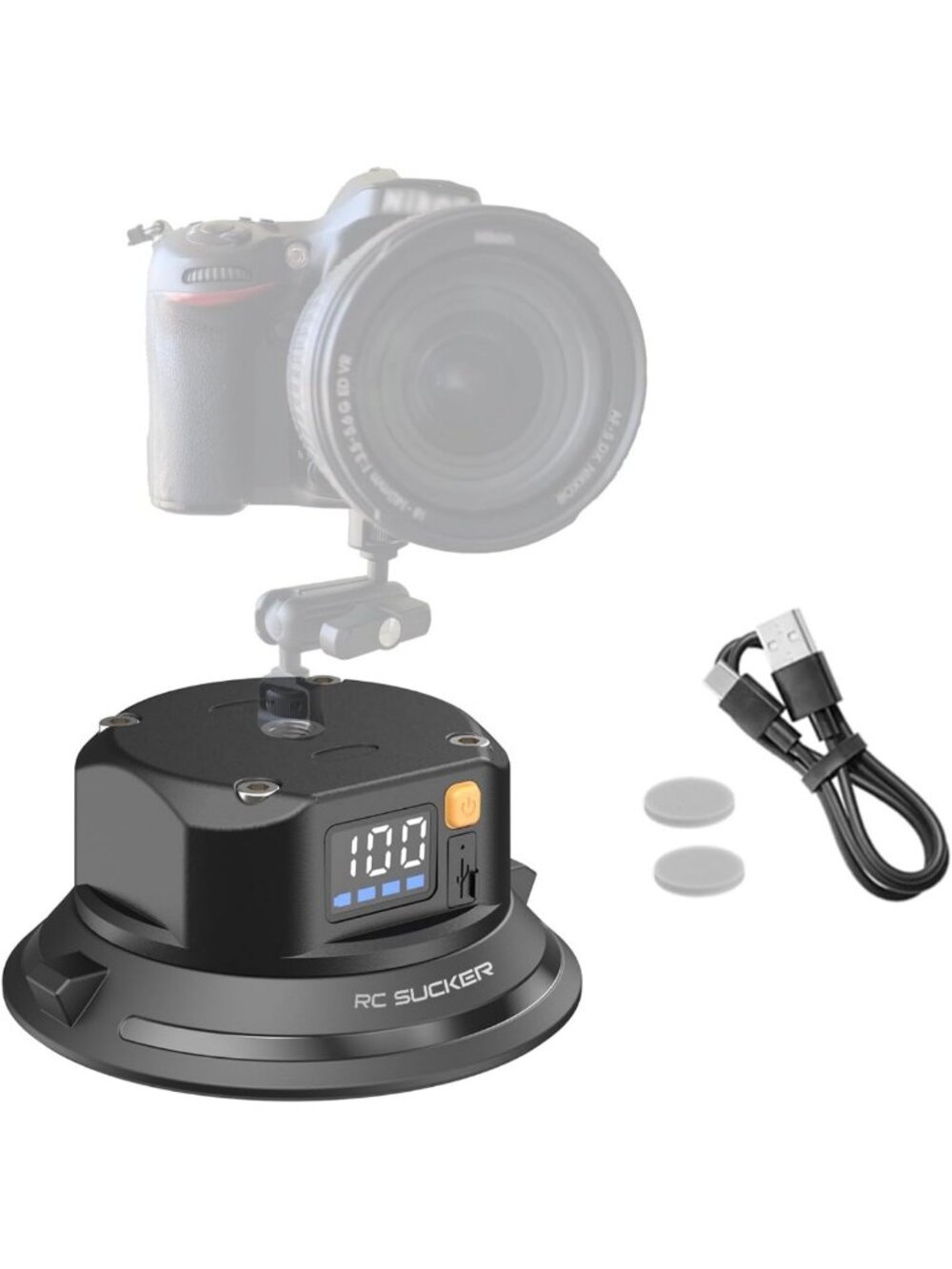 4.5” Electric Suction Cup Camera Mount - Heavy-Duty Car Mount for Stability